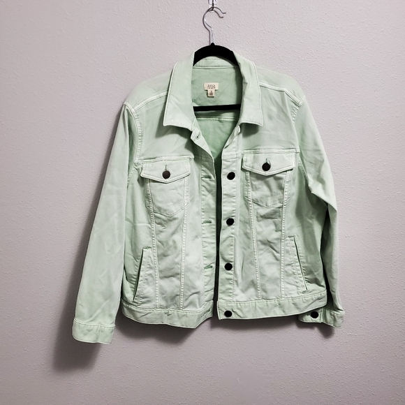 Pastel Mint Green Jean Jacket Plus Size 1x - Picture 1 of 7